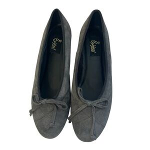 Bijou Grey Suede Ballet Flats With Bow Tie Size 9